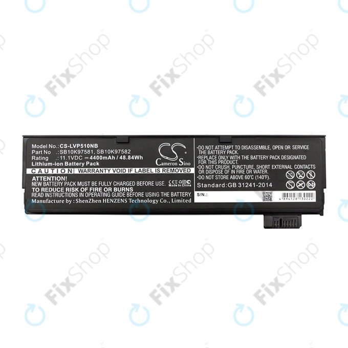 Batterie pour Lenovo ThinkPad P51, T470, T570, 4400mAh, Li-Ion, 11.1V, SB10K97581, HQ