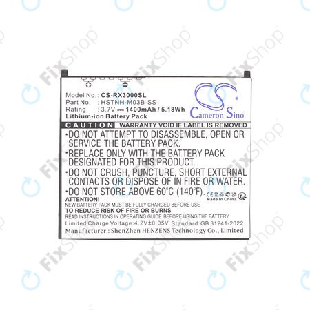 Batterie pour HP Compaq iPAQ rx3000, rx3115, rx3700, hx2110, hx2790, 1400mAh, Li-Ion, 3.7V, HSTNH-M03B-SS, HQ