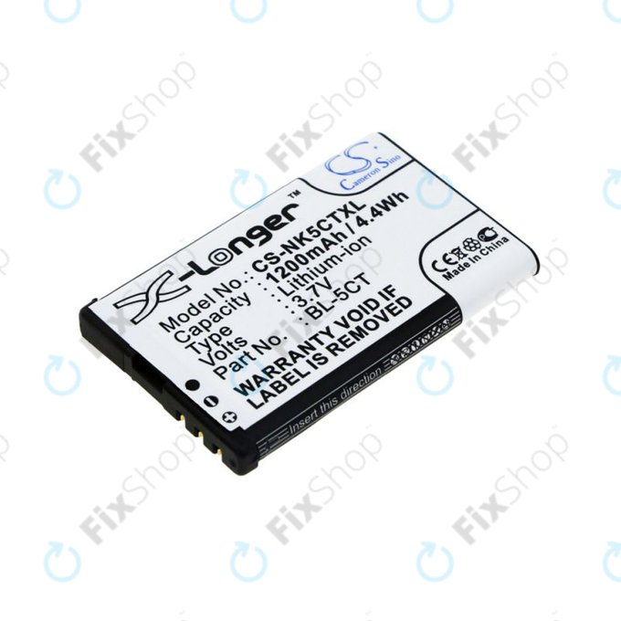Batterie pour Nokia 5220, 5630, 6303, 6700, C5, 1200mAh, Li-Ion, 3.7V, BL-5CT, HQ