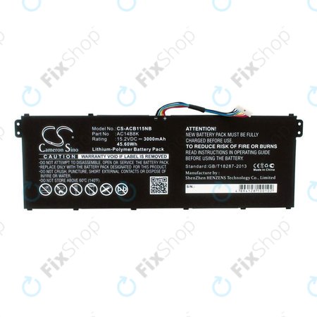 Batterie pour Acer Aspire 5, 7 E5, V3, Chromebook 11, 13, 15, 3000mAh, Li-Pol, 15.2V, AC14B18K, HQ