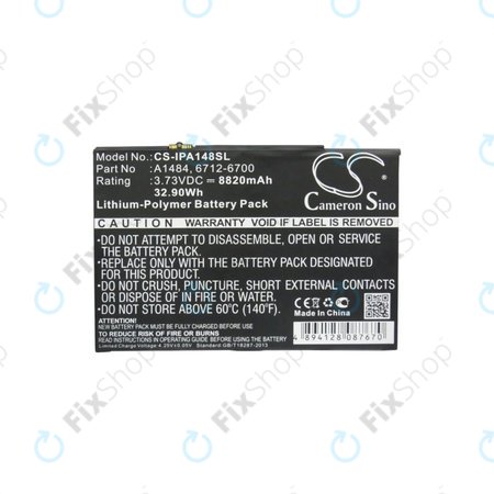 Apple iPad Air, iPad (5th Gen 2017), iPad (6th Gen 2018) - Batterie A1484, 6712-6700 8820mAh HQ