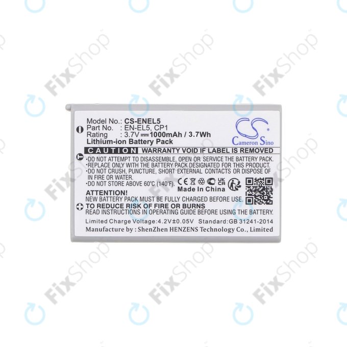 Nikon Coolpix, Coolpix AW, Coolpix P, Coolpix S, KlickTel Navigator K5 - Batterie EN-EL5 Li-Ion 1000mAh HQ