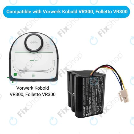Vorwerk Kobold VR300, Folletto VR300 - Batterie 32579, 4403, 4NCR/18650P2-C002A Li-Ion 14.4V 5800mAh HQ