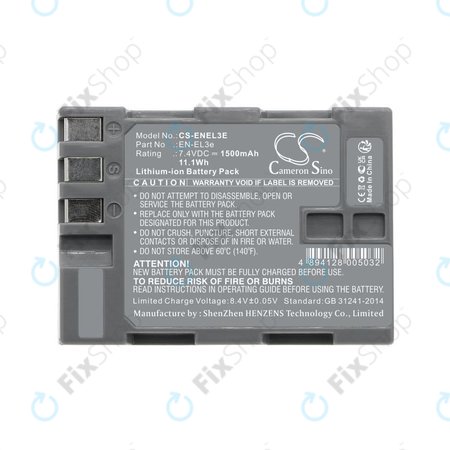 Batterie pour Nikon D100, D200, D50, D70, D70s, D80, D300S, D700, D90, D300, 1500mAh, Li-Ion, 7.4V, EN-EL3e, HQ