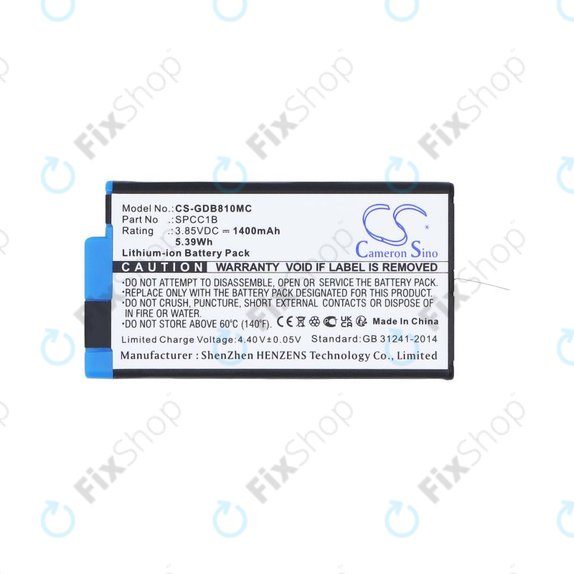 Batterie pour GoPro Max, Max 360, Acbat-001, 1400mAh, Li-Ion, 3.85V, SPCC1B, HQ