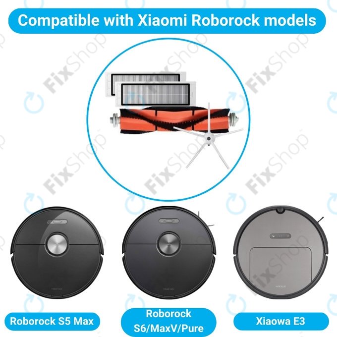 Xiaomi Roborock S5, S5 Max, S6, S6 MaxV, S6 Pure, S7, S7 MaxV, Mi Robot Vacuum Mop 1C, 1S, Xiaowa E2, Lite C10 - Kit de démarrage (Blanc)