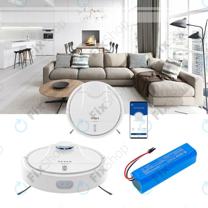Batterie pour Tesla Robostar iQ500, iQ600, 5200mAh, Li-Ion, 14.4V, N789-603, HQ