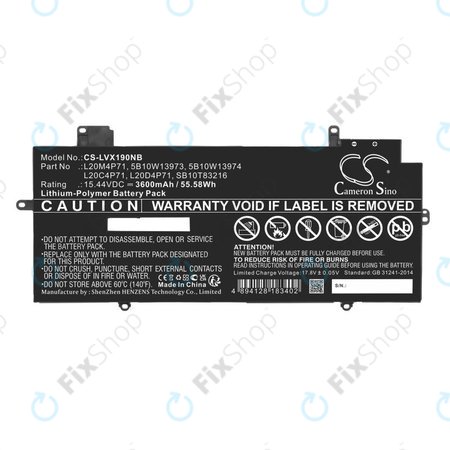 Batterie pour Lenovo Thinkpad X1 Carbon G9, G10, X1 Yoga Gen 6, 7, 3600mAh, Li-Pol, 15.44V, 5B10W13973, HQ