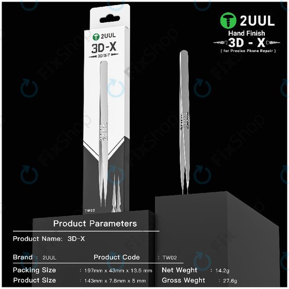 Pincette de précision, finition manuelle 3D-X, 2UUL TW02