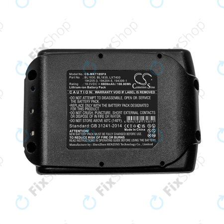 Makita 18V - Batterie BL1830, BL1835, LXT400,194205-3, 194204-5, 194309-1 Li-Ion 18.0V 6000mAh HQ