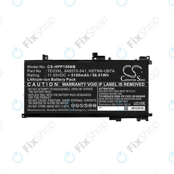 Batterie pour HP Omen 15, Pavilion 15, WASD 15, 5100mAh, Li-Ion, 11.55V, TE03XL, HQ