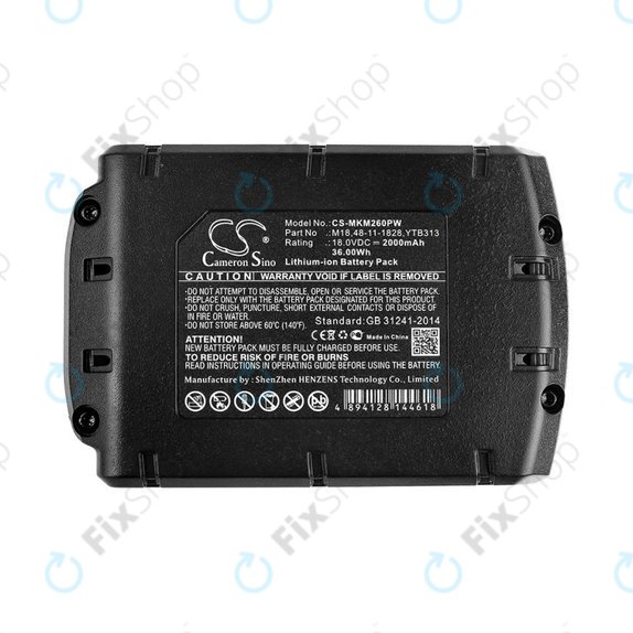 Batterie pour Milwaukee, Atlas Copco, Berner, 2000mAh, Li-Ion, 18V, M18, HQ