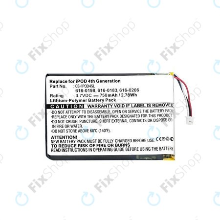 Apple iPod (4e génération) - Batterie 616-0183 750mAh HQ