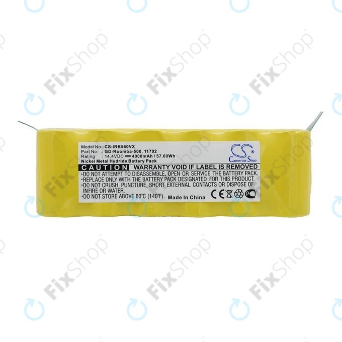 iRobot Roomba 500, 600, 700, 800, 900-series, R3, Scooba 450, Vileda 137173 - Batterie 11702, GD-Roomba-500, VAC-500NMH-33 4000mAh HQ
