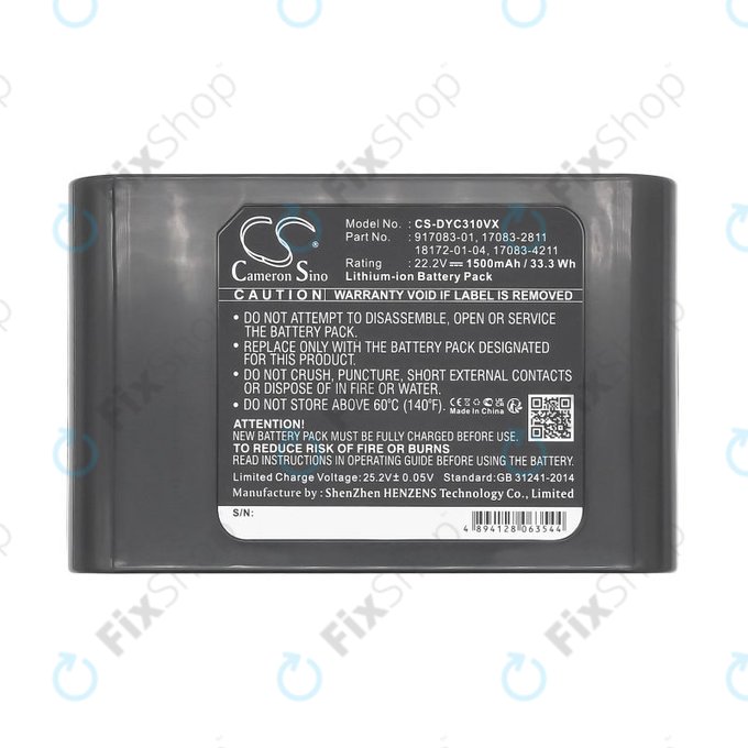 Batterie pour Dyson DC31, DC34, DC35, DC44, 1500mAh, Li-Ion, 22.2V, 17083-2811, HQ