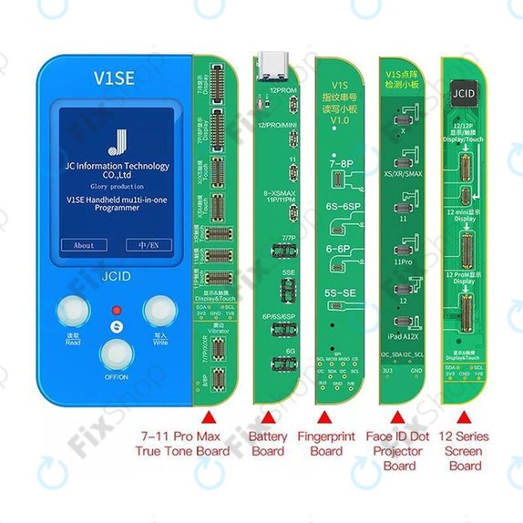 JC V1SE Programmer + LCD, batterie, empreinte digitale, Face ID et cartes série 12 (iPhone 7 - 12 Pro Max)