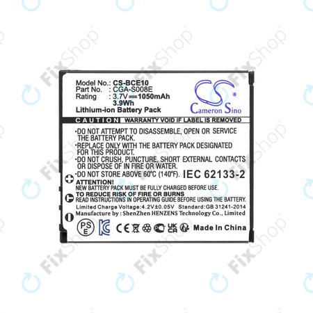 Batterie pour Panasonic Lumix DMC, 1050mAh, Li-Ion, 3.7V, DMW-BCE10, HQ
