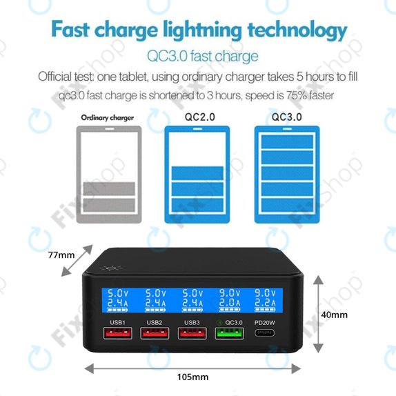 FixPremium - Station de recharge USB USB 3.0 et USB-C