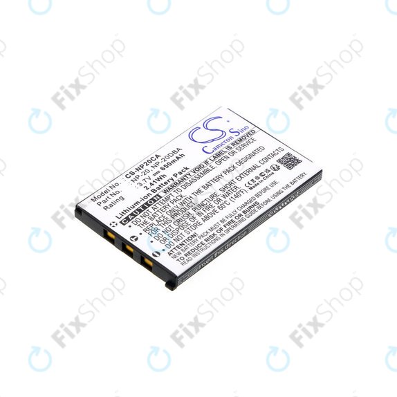 Batterie pour Casio Exilim Card Ex-S880, 650mAh, Li-Ion, 3.7V, NP-20, HQ