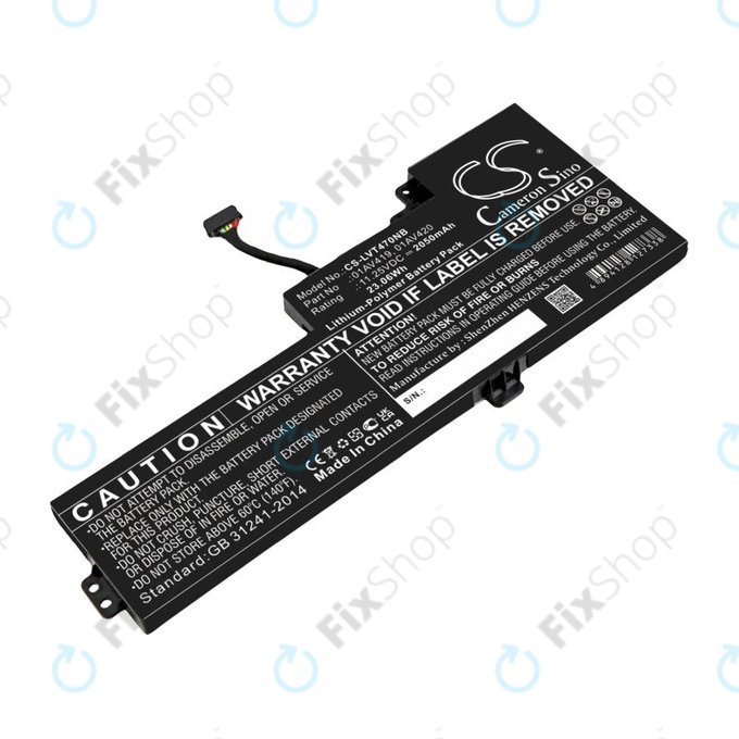 Batterie pour Lenovo Thinkpad A285, T470, T480, 2050mAh, Li-Pol, 11.25V, 01AV419, HQ
