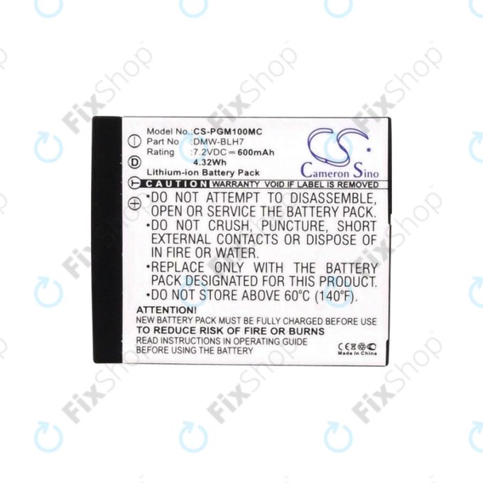 Batterie pour Panasonic Lumix DMC, 600mAh, Li-Ion, 7.2V, DMW-BLH7, HQ