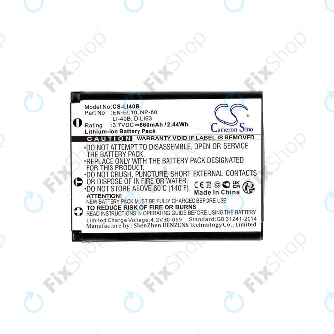 Batterie pour Olympus MJU, AGFA Optima, Praktica Luxmedia, 660mAh, Li-Ion, 3.7V, LI-42B, HQ