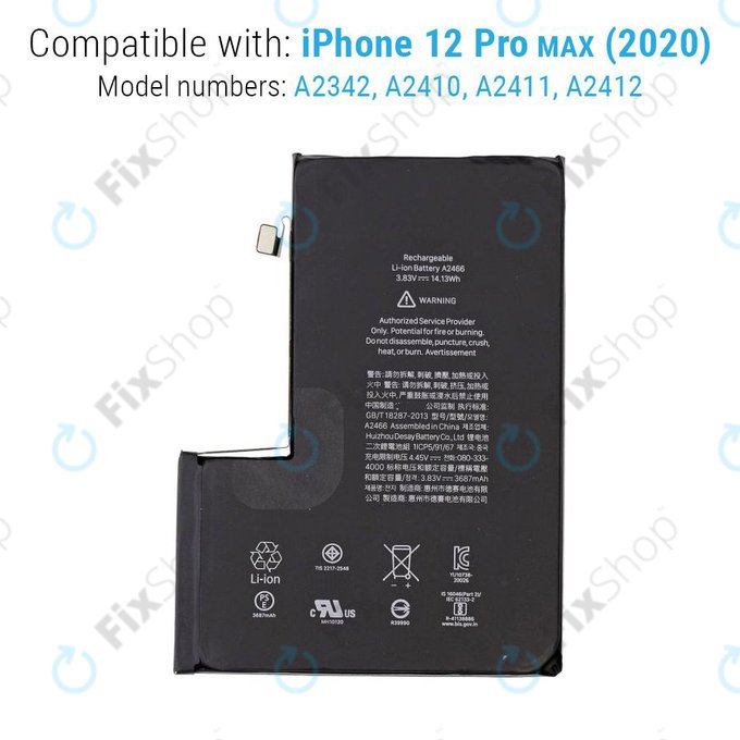 Apple iPhone 12 Pro Max - Batterie A2466 3687mAh Service Pack