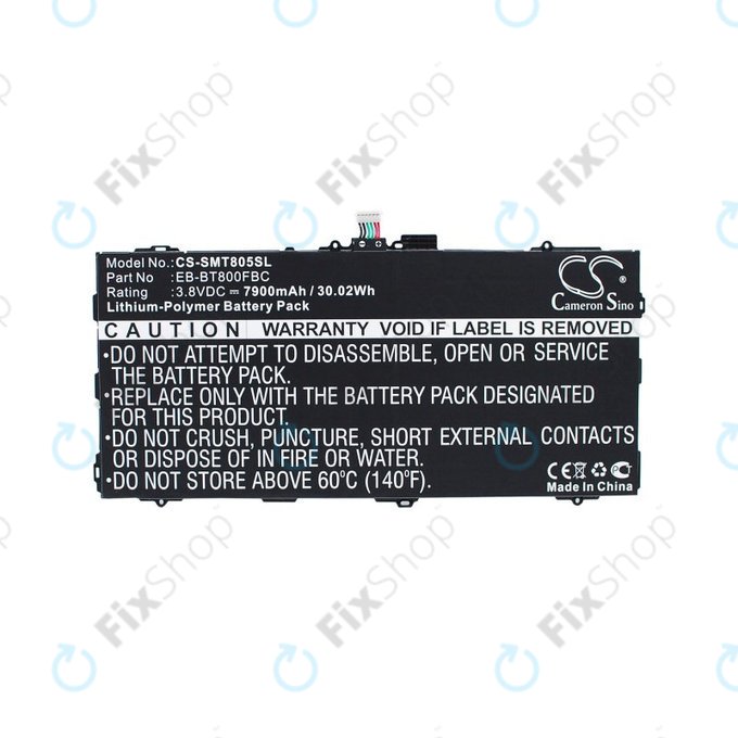 Batterie pour Samsung Galaxy Tab S 10.5, 7900mAh, Li-Pol, 3.8V, EB-BT800FBC, HQ