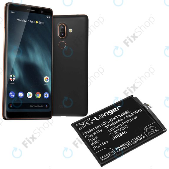 Batterie pour Nokia 7 Plus, 3700mAh, Li-Pol, 3.85 V, HE346, HQ