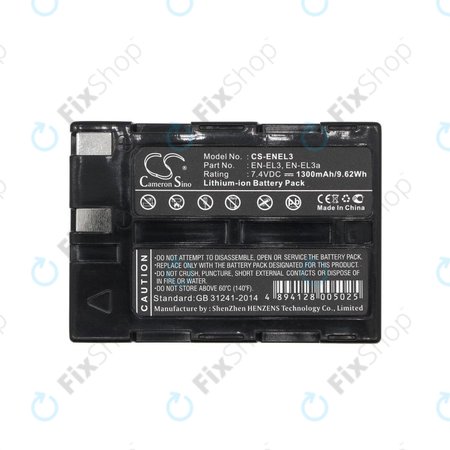 Batterie pour Nikon D100, D50, D70, D70s, 1300mAh, Li-Ion, 7.4V, EN-EL3, HQ