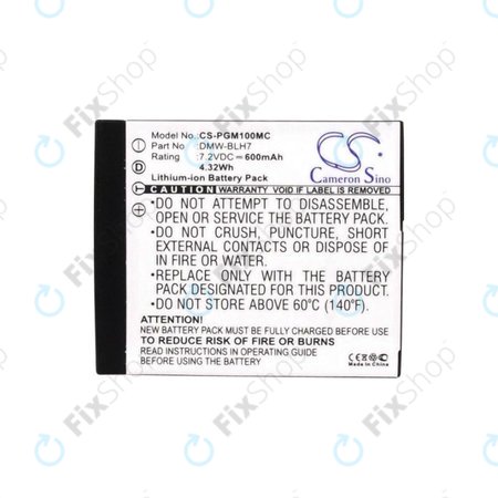 Batterie pour Panasonic Lumix DMC, 600mAh, Li-Ion, 7.2V, DMW-BLH7, HQ