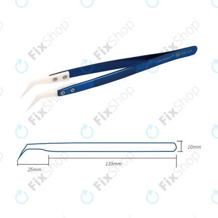 Mechanic CF-17 - Pince à épiler de précision en céramique résistante à la chaleur, pointe incurvée