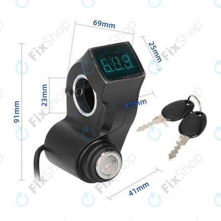 Kugoo Kirin M4, M4 Pro, Speedual, Zero 8X, 10X, MiniWalker, T10-DDM - Interrupteur d'Allumage avec Voltmètre