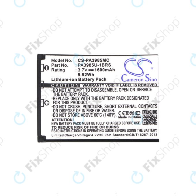 Batterie pour Toshiba Camileo X200, X400, 1600mAh, Li-Ion, 3.7V, PA3985, HQ