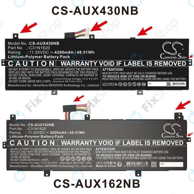 Batterie pour Asus BX430, Expertbook B5440fa, P5240ua-1a, 4200mAh, Li-Pol, 11.55V, C31N1620, HQ