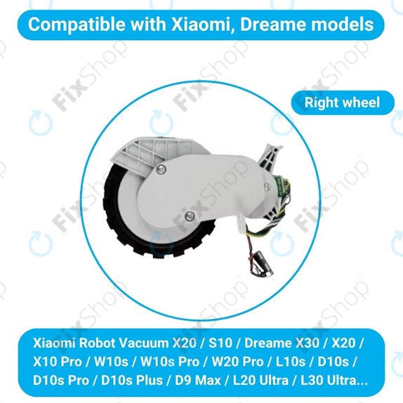 Xiaomi Robot Vacuum X20, S10, Dreame X30, X20, X10 Pro - Roue avec moteur (droite) (Blanc)