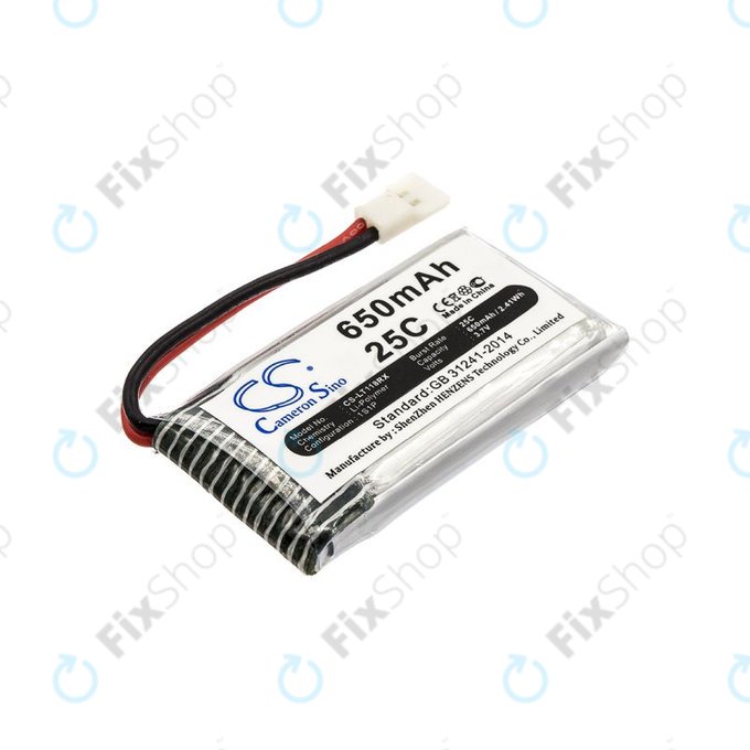 Batterie pour Hubsan X4 H107, 650mAh, Li-Pol, 3.7V, H107C-A24, HQ
