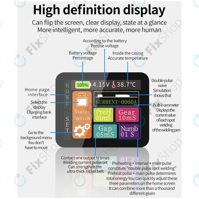 Docreate SW - Affichage numérique de la machine de soudage par points portable (5000mAh)