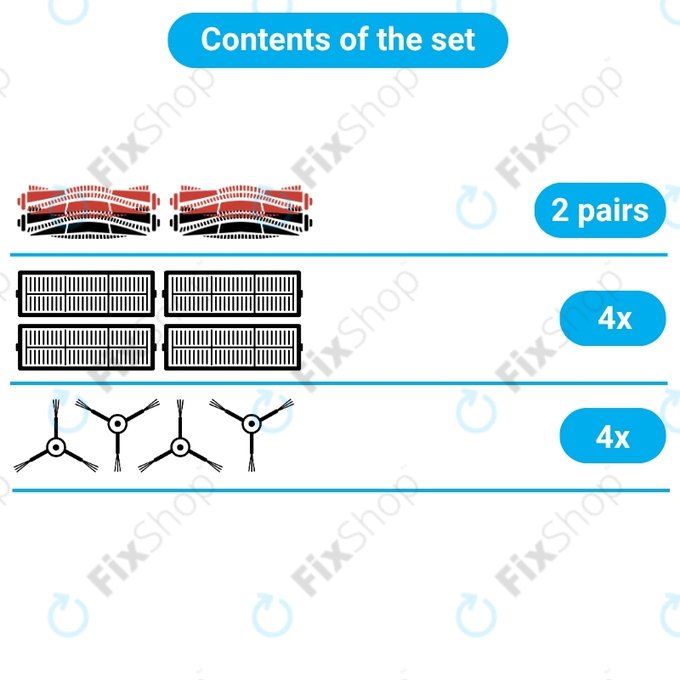 Kit de pièces de rechange pour iRobot Roomba S9, S9+ (2 paires de brosses principales, 4x Filtre, 4x Brosse latérale)