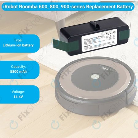 iRobot Roomba 600, 800, 900-series - Batterie 4502233, 4374392, 2130LI Li-Ion 14.8V 5800mAh