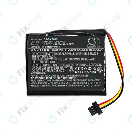 Batterie pour TomTom Start 60, 1020mAh, Li-Ion, 3.7V, VFA, HQ