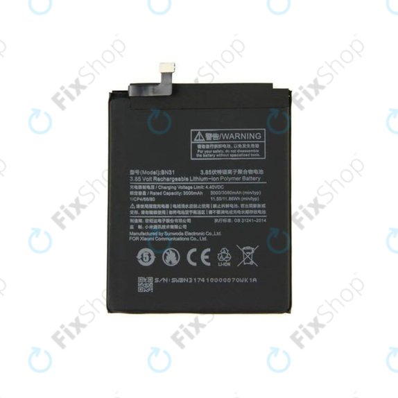 Xiaomi Redmi Note 5A, Mi A1(5x), Redmi S2 (Redmi Y2) - Batterie BN31 3080mAh