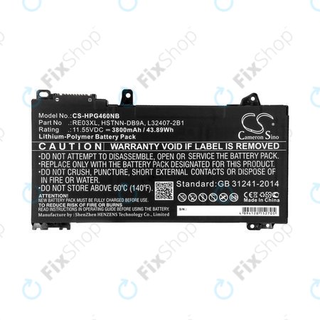 Batterie pour HP ProBook 455, 450, 445, 440, 430 G6, 3800mAh, Li-Pol, 11.55V, RE03XL, HQ