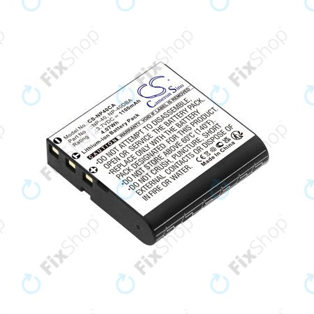 Batterie pour Casio Exilim Ex-FC100, 1100mAh, Li-Ion, 3.7V, NP-40, HQ