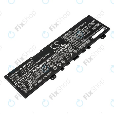 Batterie pour Dell Inspiron 13, 7373, Vostro 13, 3100mAh, Li-Ion, 11.4V, F62G0, HQ