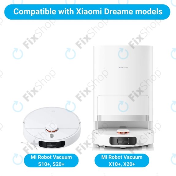 Kit de pièces de rechange pour Xiaomi Mi Robot Vacuum S20+, S10+, X20+, X10+ (1x Brosse principale, 2x Filtre, 2x Brosse latérale – blanche)