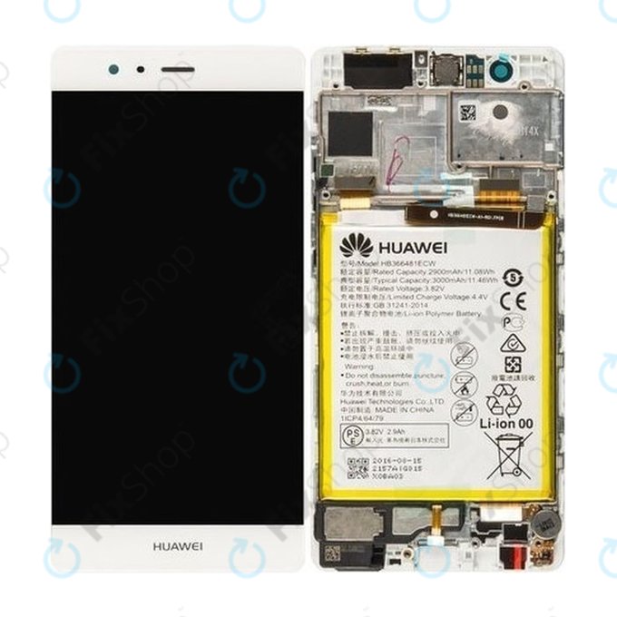 Huawei P9 - Ecran LCD + Ecran Tactile + Cadre + Batterie (Blanc) - 02350RRY, 02350RKF Genuine Service Pack