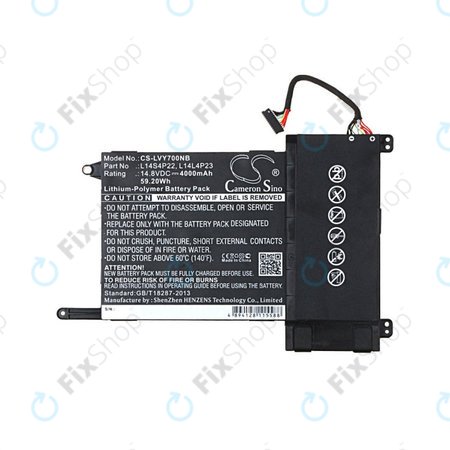 Batterie pour Lenovo Eraser Y700, IdeaPad Y700, 4000mAh, Li-Pol, 14.8V, L14S4P22, HQ