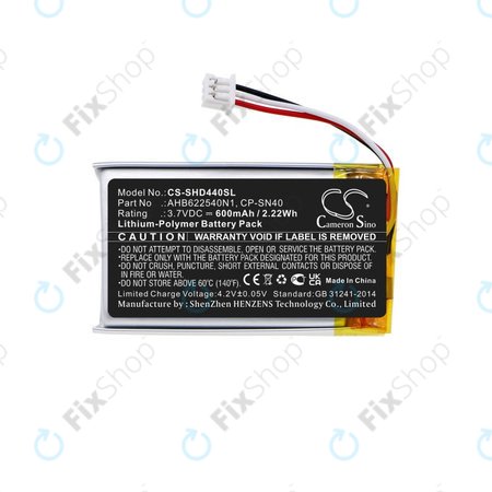 Batterie pour Sennheiser Momentum 2.0, 3.0, Urbanite XL, 600mAh, Li-Pol, 3.7V, AHB622540N1, HQ