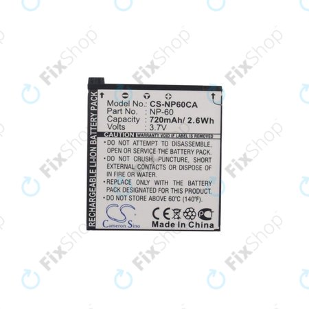 Batterie pour Casio Exilim Zoom EX-Z19, EX-Z85, EX-Z9, 720mAh, Li-Ion, 3.7V, NP-60, HQ